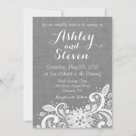 Invitación a la boda en el arbusto gris y el encaj