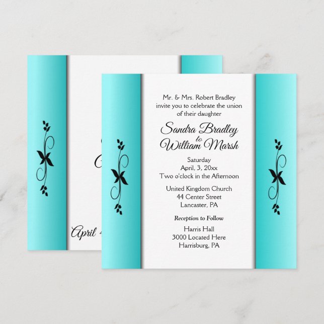 Invitación a la boda en el área de recepción de co (Anverso / Reverso)