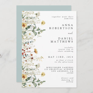Invitación a la boda en el campo de las flores sil