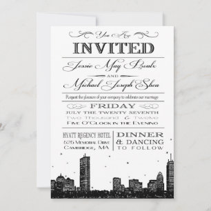 Invitación a la boda en el horizonte de Boston