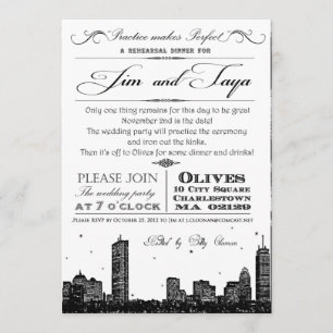 Invitación a la boda en el horizonte de Boston