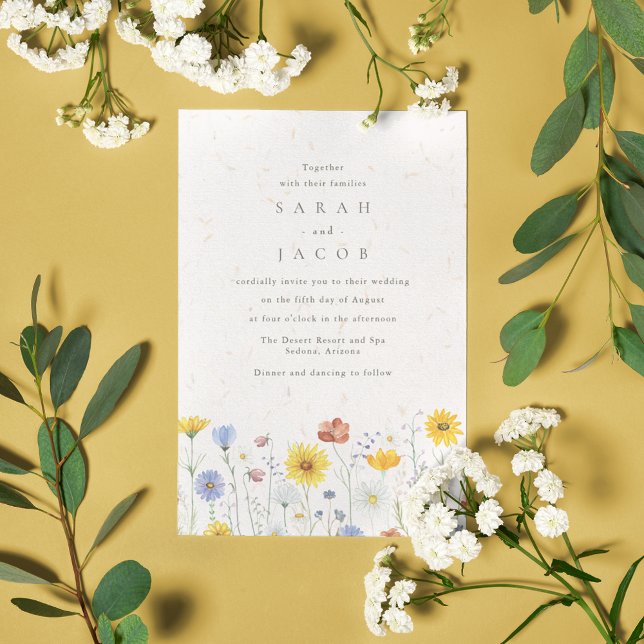 Invitación a la boda en el jardín de flores silves (Wildflower Garden Wedding Invitation)