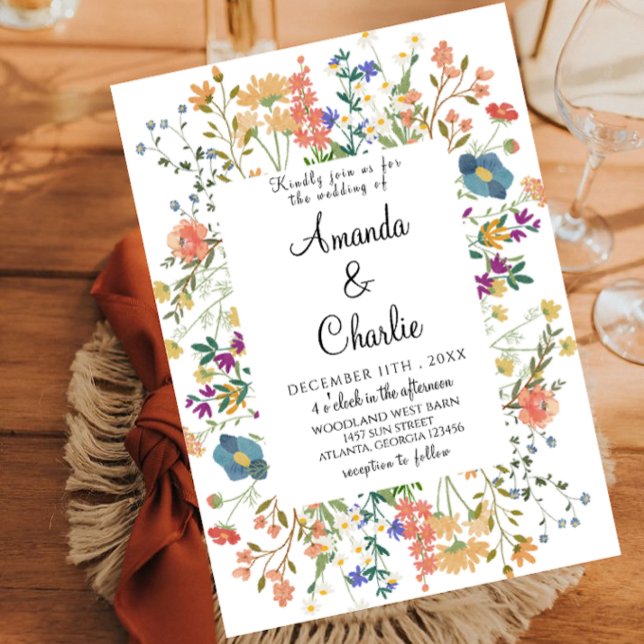 Invitación a la boda en el jardín de flores silves (Subido por el creador)