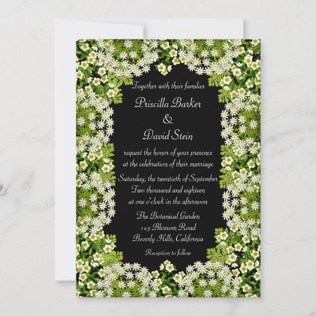 Invitación a la boda en el jardín floral blanco (Anverso)