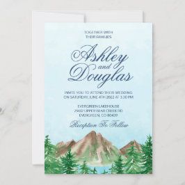 Invitación a la boda en el lago personalizable Mou
