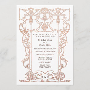 Invitación a la boda en el marco del Art Nouveau d