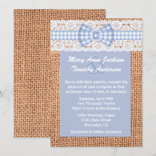 Invitación a la boda en el país de Burlap y Gingha