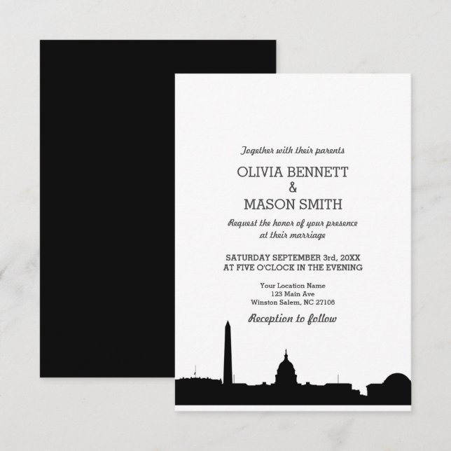 Invitación a la boda en el paisaje urbano de Washi (Anverso / Reverso)