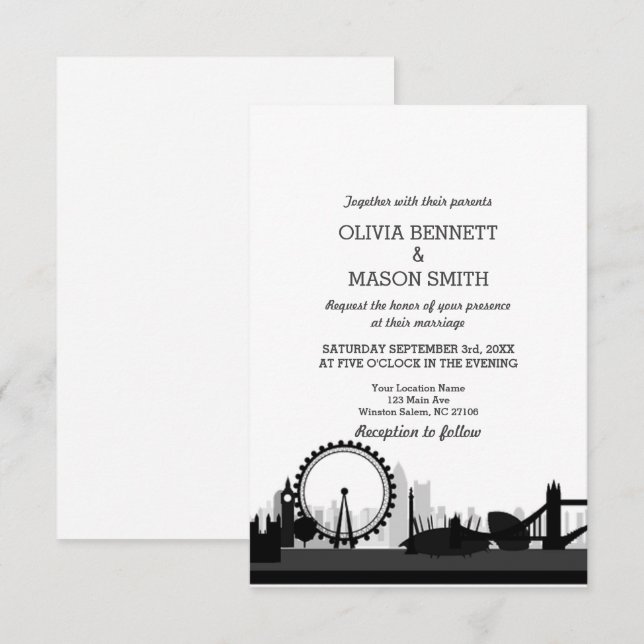 Invitación a la boda en el puente de Londres (Anverso / Reverso)