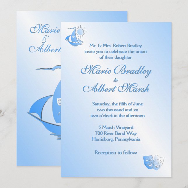Invitación a la boda en el teatro de vela (Anverso / Reverso)