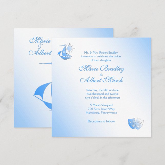 Invitación a la boda en el teatro de vela (Anverso / Reverso)