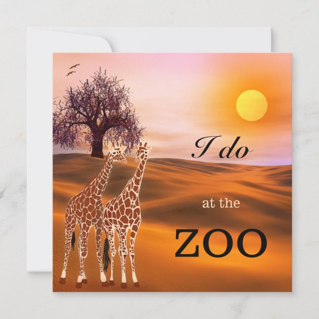 Invitación a la boda en el zoológico de Giraffe Sa (Anverso)