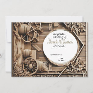 invitación a la boda en estilo único de tallado de