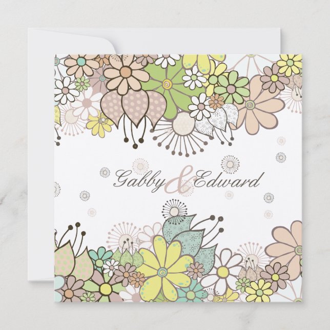 Invitación a la boda en flor neutra blanda (Anverso)