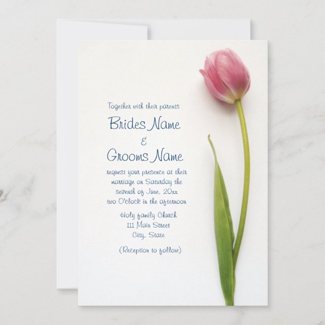 Invitación a la boda en flor rosa (Anverso)