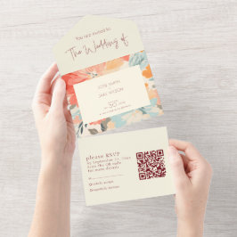 Invitación a la boda en flores pastel y RSVP