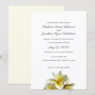Invitación a la boda en Hawái en Plumeria Amarilla