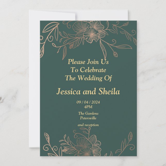 Invitación a la boda en huelga, verde esmeralda (Anverso)