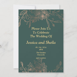 Invitación a la boda en huelga, verde esmeralda