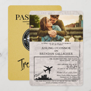 Invitación a la boda en Irlanda amarilla