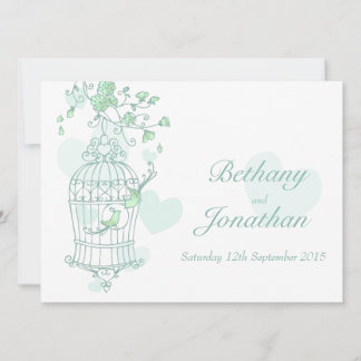 Invitación a la boda en jaula para aves verdes de 