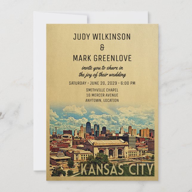 Invitación a la boda en Kansas City Missouri (Anverso)