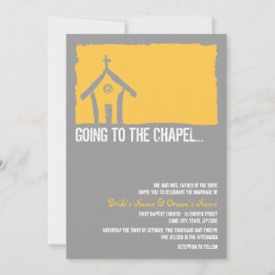 Invitación a la boda en la capilla amarilla y gris