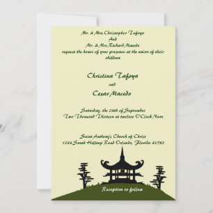 Invitación a la boda en la cima de la colina verde