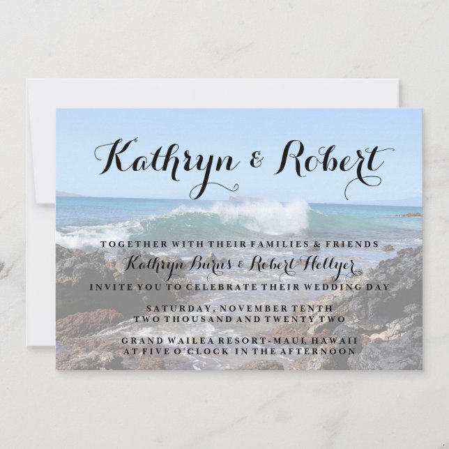 Invitación a la boda en la costa de Hawái Makena (Anverso)
