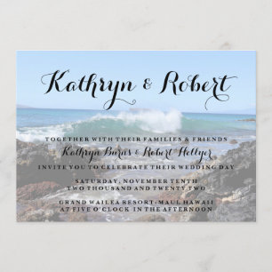 Invitación a la boda en la costa de Hawái Makena