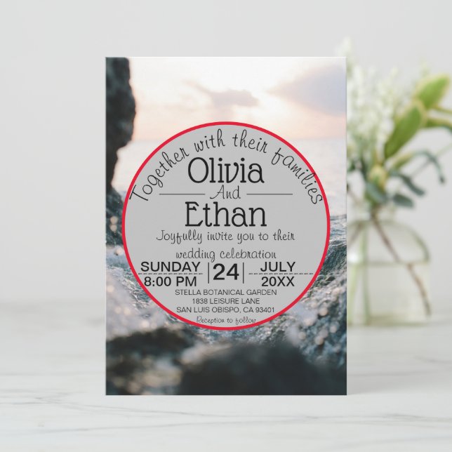 Invitación a la boda en la naturaleza submarina (Anverso de pie)