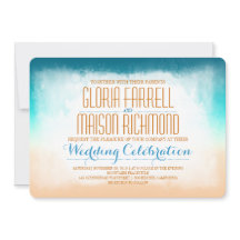 Invitación a la boda en la playa azul