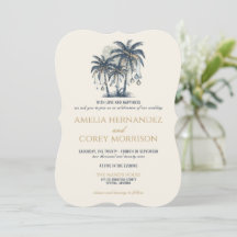 Invitación a la boda en la playa azul de ensueño
