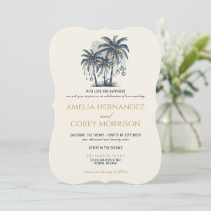 Invitación a la boda en la playa azul de ensueño