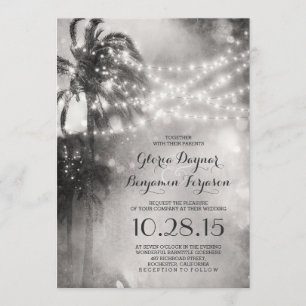 Invitación a la boda en la playa blanca y negra