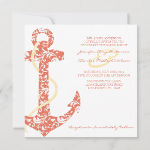 Invitación a la boda en la playa de Anchor Coral y