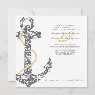 Invitación a la boda en la playa de Anchor Gris y 