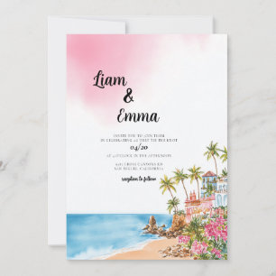 Invitación a la boda en la playa de México