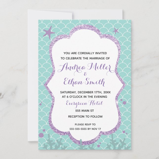 Invitación A La Boda En La Playa Del Mar (Anverso)