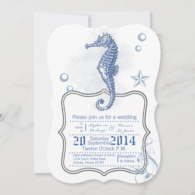 Invitación a la boda en la playa del Océano marino (Anverso)