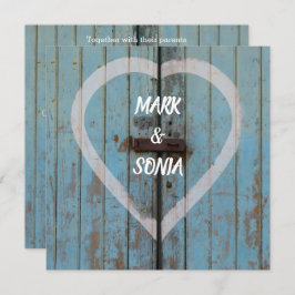 Invitación a la boda en la puerta de la barcaza de