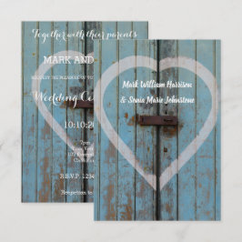 Invitación a la boda en la puerta de la barcaza de