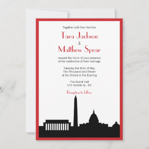 Invitación a la boda en línea delgada DC - Rojo