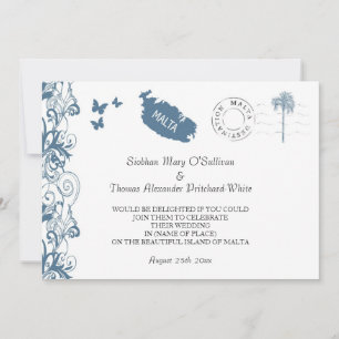 Invitación A La Boda En Malta Azul