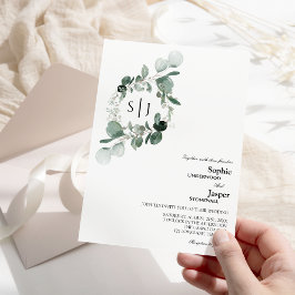 Invitación a la boda en monograma blanco de la veg