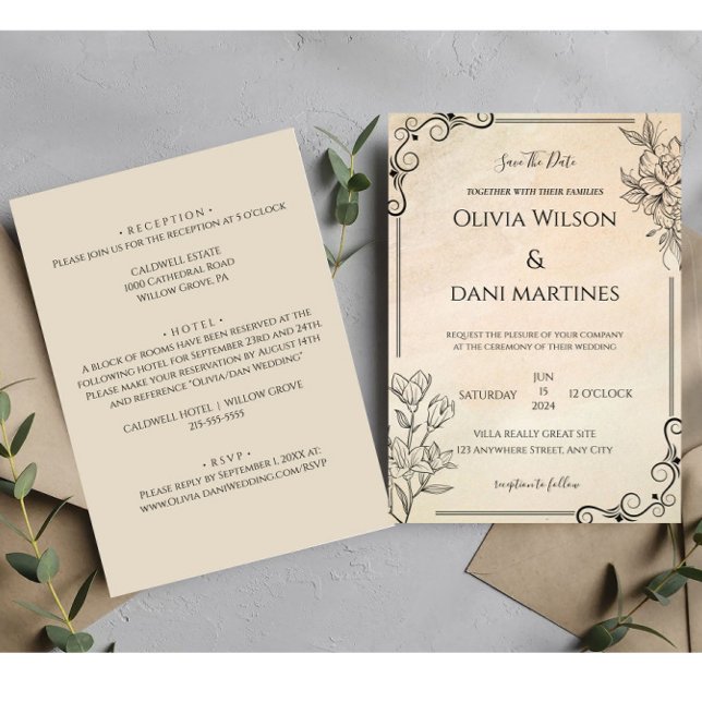 Invitación a la Boda en Monograma Clásico Negro y  (Subido por el creador)