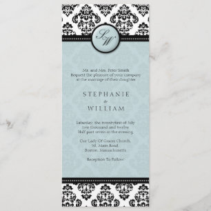 Invitación a la boda en monograma de Damasco Tiffa