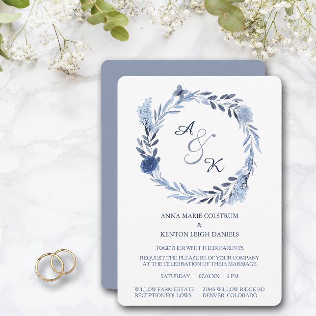 Invitación a la boda en monograma de la guirnalda  (Subido por el creador)