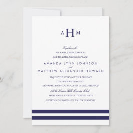 Invitación a la boda en monograma de la marina