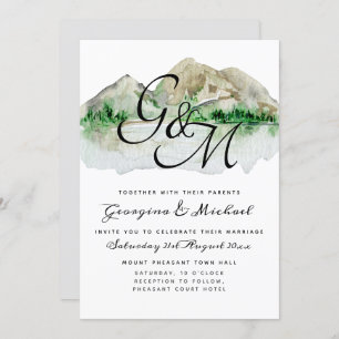 Invitación a la boda en Monograma de Mountain Lake